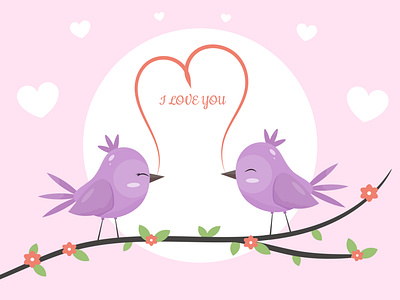 Cute love bird couple card.