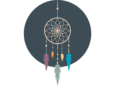 Colorful illustration of Indian Dream Catcher sign