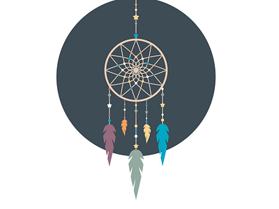 Colorful illustration of Indian Dream Catcher