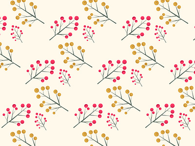 Autumn pattern with red and yellow rowan branch.