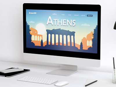 Athens Greece web page landing. house