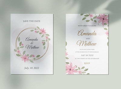 Wedding invitation branding flowers graphic design invitation rustic watercolor wedding