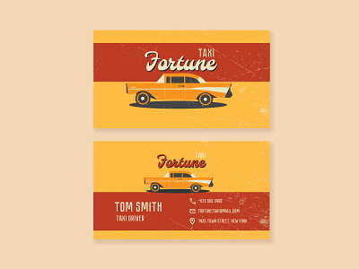 Business cards retro taxi.