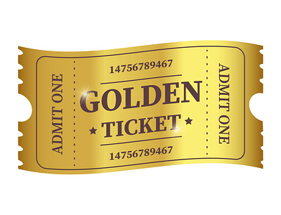 Golden ticket art decoration design enter gold golden ticket graphic design illustration logo modern platinum print ticket trend ui vip