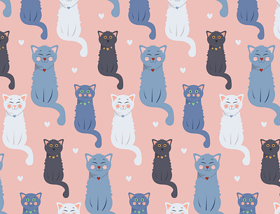 Cartoon cat characters seamless pattern. art background cat pattern decoration design graphic design illustration logo modern pattern print trend ui