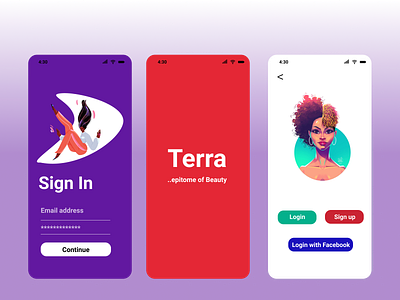 Terra app application beautiful beauty beauty app beauty salon cosmetics designs hair illustration login login page registration salon sign up sleek sleekdesign terra trending ui ux