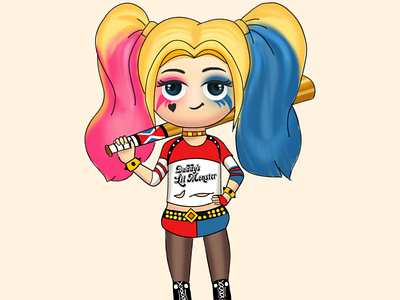 Harley Quin Character Design Cute Chibi character characterdesign chibi cute cute art harley quinn