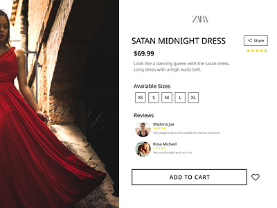 ZARA Product Page 2020 cart dress ecommerce red shopping ui uiux zara