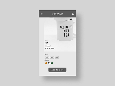 Product Customize Page 2020 cart coffee customization dailyui grey product ui