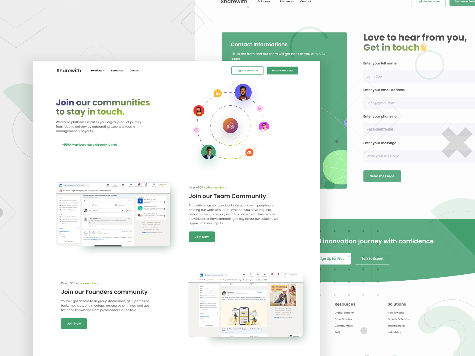 Community page and contact page UI Design by Abhishek kumar on Dribbble