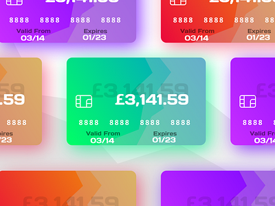 Colourful Cards! bank bank card banking app card design flat flatdesign ui vector