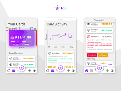 Screens for a banking app!