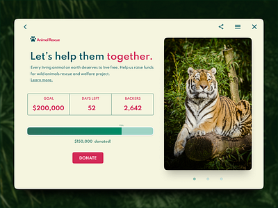 Crowdfunding Campaign (Daily UI #032) animal rescue daily 100 challenge dailyui dailyuichallenge figma pexels