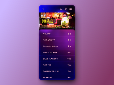 Food/Drink Menu (Daily UI #43) cocktail daily 100 challenge dailyui dailyuichallenge figma pexels