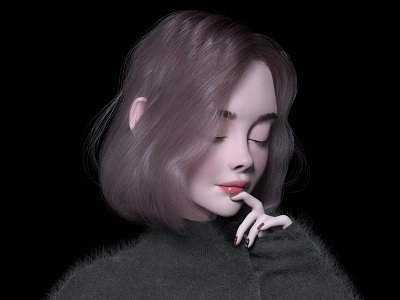 Fluffy girl 3d art 3d character 3d visual blender 2.8 character modeling design illustration stylized character