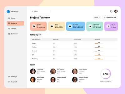 Dashboard UI concept for project review SaaS design ui ux web website