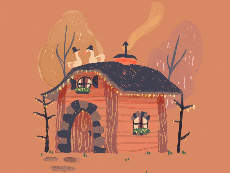 little goose cottage animated gif cute flat illustration small