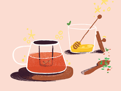 Tea infuser spot illustration