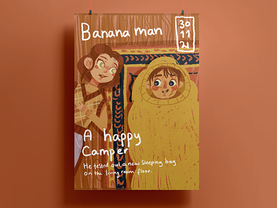 Happy Camper Poster aesthetic boy cute girl happy illustration quality time relationship rustic small texture warm