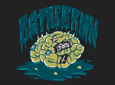 Battle Brain Dribble battle vest brain custom custom lettering design heavy metal heavy metal art illustration lettering slime