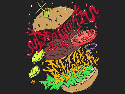 Deathless Metal Burger burgers digital illustration digital ink heavy metal heavy metal art illustration ipad pro art lettering metal logo metal music plant based procreate vegan vegan art veggie burger