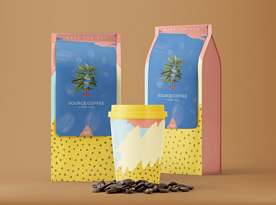 Source Coffee Packaging branding design illustration packaging pattern