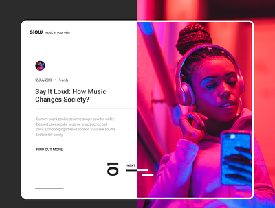 Slow Music concept dark mode design desktop music neon ui uxui web design