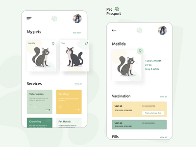 Pet Passport app concept app concept design figma pet pet care petshop service ui