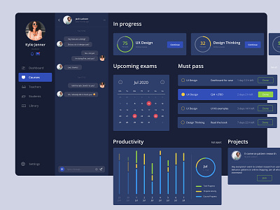 Courses | Study Dashboard | Dark Theme app courses dark dashboad design exams learning learning app online course platform service study ui ux web