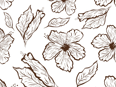 Seamless Pattern of Hibiscus flower