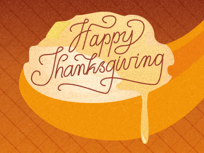 May the portions be ever in your favor hand lettering happy thanksgiving mashed potatoes spoon