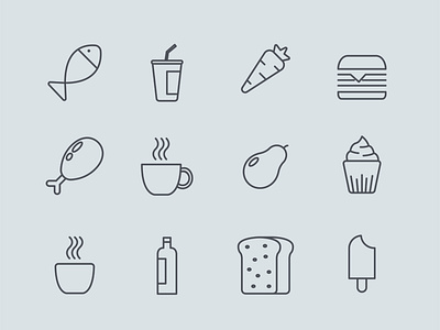 icons "Food" alcohol art bead cake fastfood fish food fruits hot drinks ice cream icon illustration meat minimal vector vegetables