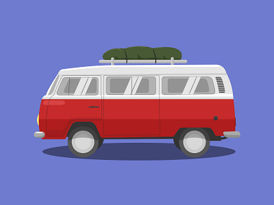Van ? Car for traveling art car illustration minimal red travel van vector