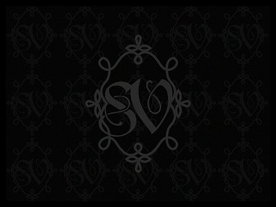 SV Monogram black damask design dribbbleweeklywarmup gothic illustration illustrator art monochrome monogram victorian