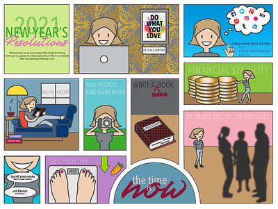 New Year's Resolutions Self-Growth Comic colorful comic comic art comic strip comic style dribbbleweeklywarmup graphic design illustration illustrator illustrator art illustrator cc illustrator design vector weekly challenge weekly warm up weeklywarmup