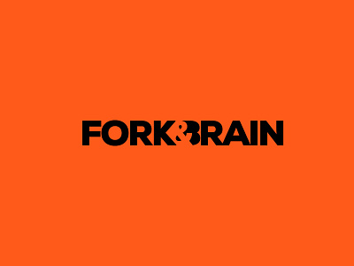 Fork & Brain logo logotype negative space type