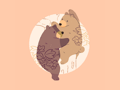 Hangin' on a tree autumm bear bears design fall flat flat design illustration oso