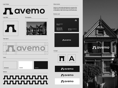 Avemo black and white brand brand identity branding design gate graphic design icon illustrator latter a logo logo mark mark real estate vector visual