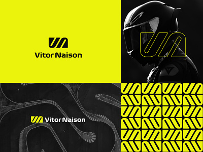 Vitor Naison - Motorcycle Racer black brand brand identity branding design graphic design icon illustrator logo mark modern logo modern mark pattern patterns race racing strong mark vector yellow