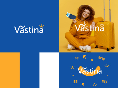 Vastina ai blue brand identity branding design icon illustrator logo logos logotype modern logo modern travel logo sea summer sun travel travel logo typography vector yellow