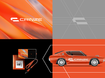 CRINZE brand brand identity branding car car logo cras design icon illustrator logo mark modern mark orange strong mark vector