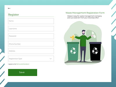 A waste management registration form ui