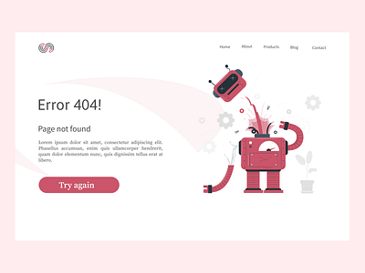 A landing page for error message dailyui design illustration logo ui ux