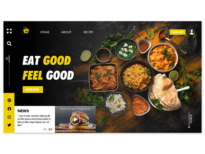 Food recipes website - landing page abstract art colors food recipes illustration illustrator landing design landing page landing page design landing page ui logo typography ui ui ux ui design vector