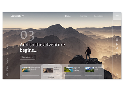 Adventure website - landing page