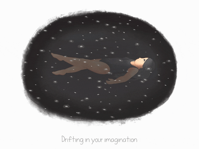 Drifting Away 2d 2d animation 2d character animation 2d illustration animated gif animation character character animation gif hand drawn illustration illustrator mograph motion motiongraphics people self care space stars swimming