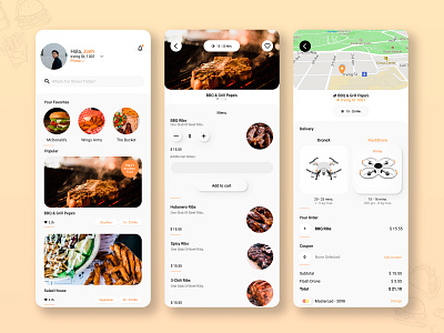 Food delivery service by drone app app app design drone figma food mobile mobile app mobile app design mobile design ui uidesign