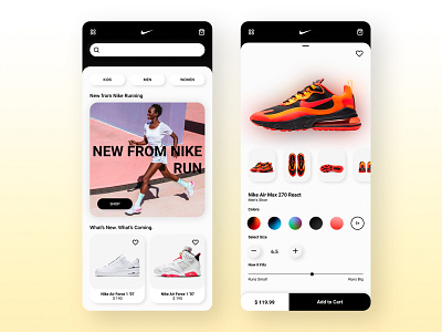 Nike Store - App Design Concept app app design design interface minimalist mobile mobile ui nike nike air max shoe shop store ui ui ux ui design uiux