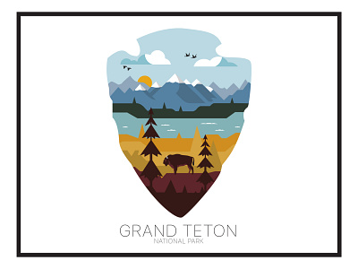 Grand Teton National Park Illustration colors design flat flatdesign illustration minimal national park nature art poster vector