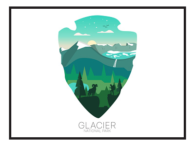 Glacier National Park Illustration art colors design flat flatdesign glacier illustration illustrator logo minimal national park nature art nps poster vector vector art web